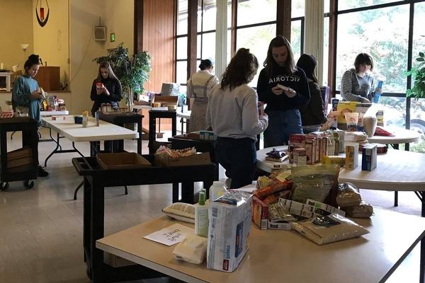 Westside Christian Students Serving at A Food Pantry